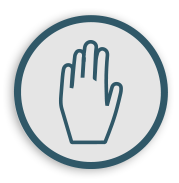 Icon of hand representing CAD symptom of bluing or purpling of hands and feet