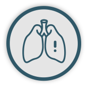 Icon of lung representing CAD symptom of shortness of breath